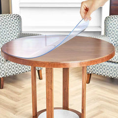 Round Clear Table Protector 2mm Thick, Clear Round Table Cover Protector, Plastic Waterproof PVC Tablecloth, Circle Table Top Protector for Dining Room Table, Coffee Table