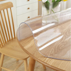 Round Clear Table Protector 2mm Thick, Clear Round Table Cover Protector, Plastic Waterproof PVC Tablecloth, Circle Table Top Protector for Dining Room Table, Coffee Table